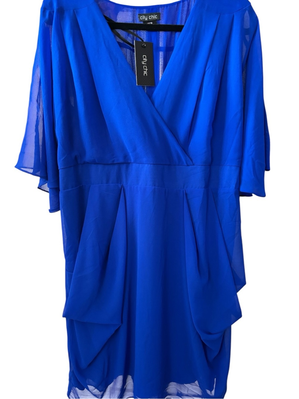 City Chic Cobalt Blue Surplice Midi Dress P:25-28” L:39”